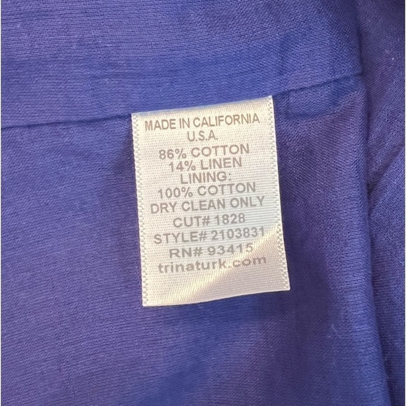 TRINA Turk Blue Dress V-Neck Geometric Textured jacquard  2 - Picture 8 of 8